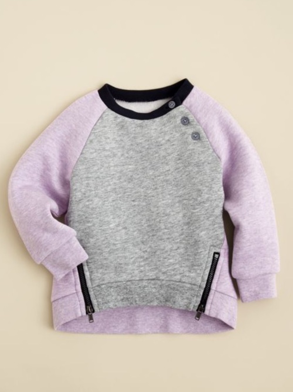 Vince Designer Baby Girl Color Block Sweatshirt Lavender & Grey Size 12 Months